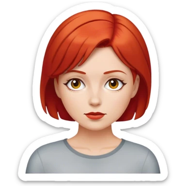 mujer pelirroja con pelo corto y blanca sticker