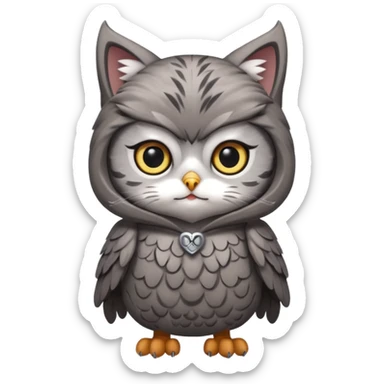 Cat wearing a costume of owl sticker