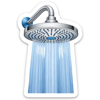 “Flat icon-style emoji of a wall-mounted shower head, blue and gray tones, clean vector design” sticker