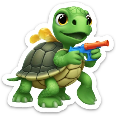 Turtle with a water gun sticker