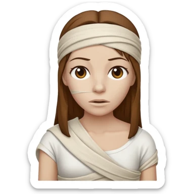 Mummy, his clothes:white T-shirt, brown hair sticker