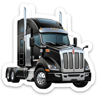2026 Black Kenworth T680 Flat Top Semi Sleeper with stacks make realistic sticker