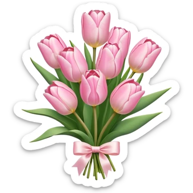 light pink tulip bouquet with light pink bow sticker