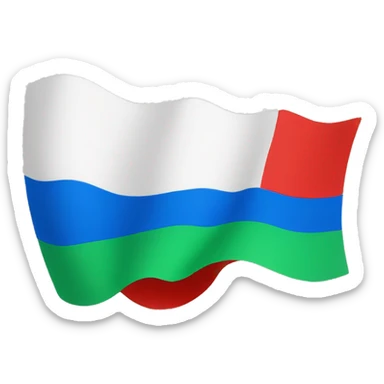 Bandera con colores azul rojo en los contornos blanco en la mitad y verde sticker