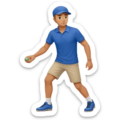 Jeune homme rand et costaud qui joue à  la pétanque sticker