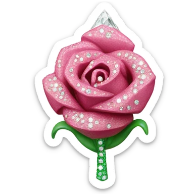 plastic rosebud covered in diamonds sticker