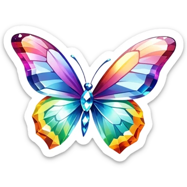 Rainbow-Diamond-Gem-Butterfly-Crystal-Fly sticker