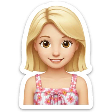 smiling girl with blonde hair in summer dress sticker