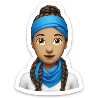 Brunette girl with braids and blue bandana around the neck sticker