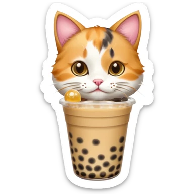 Cat drinking bubble tea sticker