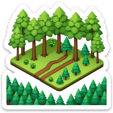 Isometric view, forest, scattered trees sticker