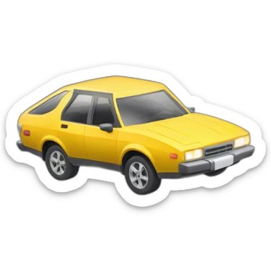 Coche amarillo con luz rotativas en techo  sticker