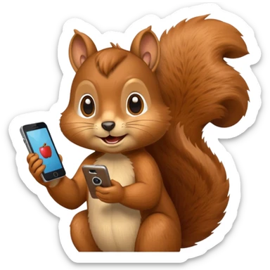 squirrel on a call, expressive face, apple style emoji sticker