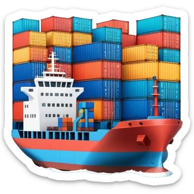 cargo ship with containers sticker
