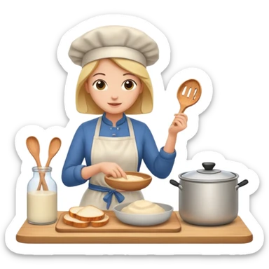 A woman cooking sourdough in kitchen sticker