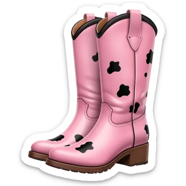 pink cow print boots sticker