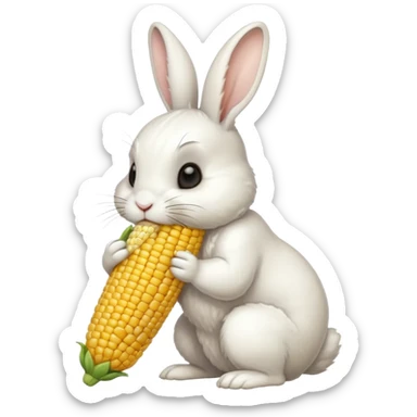 rabbit eating corn sticker