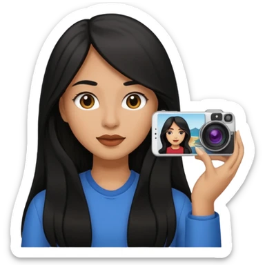 women with black long hair taking a photo sticker