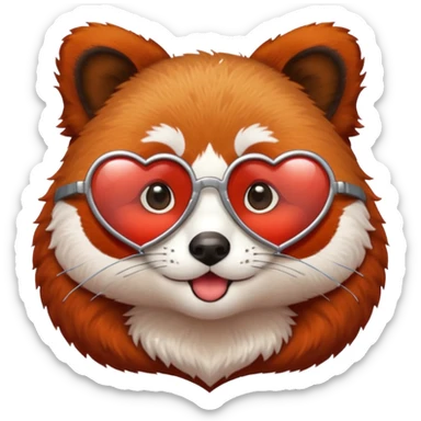 red Panda with heart glasses sticker