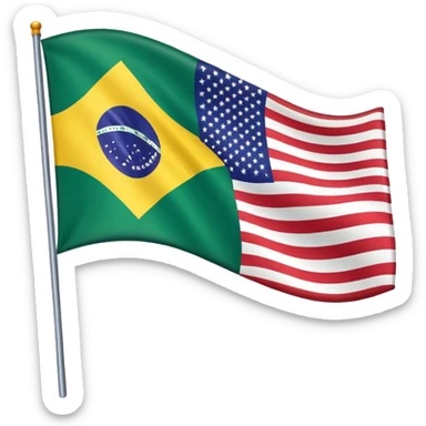 A Brazil Flag Mixed With USA Flag sticker