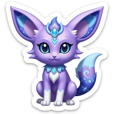 Shiny Exotic Cute Adorable Majestic Sparkly Espeon-Meowstic-Hybrid-Creature with pattern-markings sticker