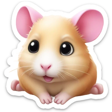 Pink hamster on beach  sticker