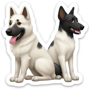  two white shepherd and one black labrador retriever sticker