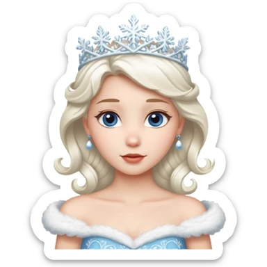 snow princess wearing snow chirsmas clothes looking at the front sticker