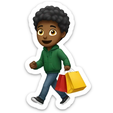 boy going christmas shopping sticker