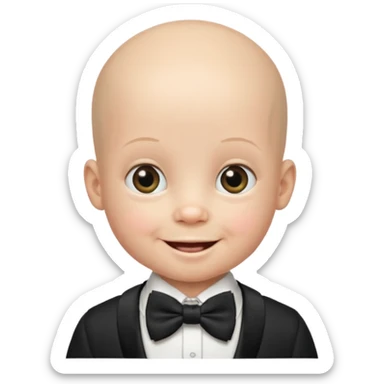 bald baby with bow tie sticker