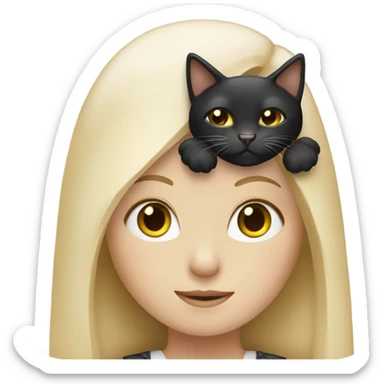 Blond girl with a beard and a black and white cat sticker