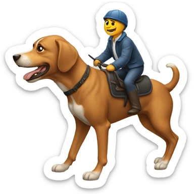 man riding dog sticker