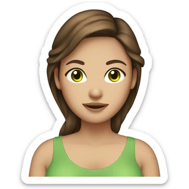  Brown hair light skin green eyes pregnant woman sticker