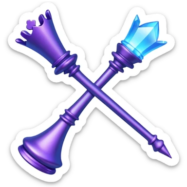 Create a small, visually appealing icon of a magic wand (chess wand style) to represent creativity and artistic design. Use a clean, modern look with glowing accents in purple and blue shades.
 sticker