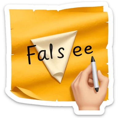 a hand writing 'false reference on a piece of pape sticker
