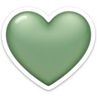 sage green heart with transparent bg without highlights, more thin and narrow sticker