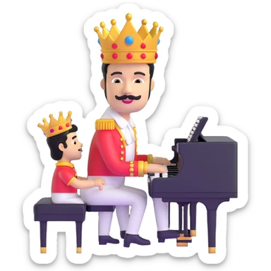 Freddie Mercury wearing crown playing piano sticker