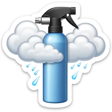 The spray must visually read as hairspray aerosol, not liquid, not foam, not pump bottle. sticker