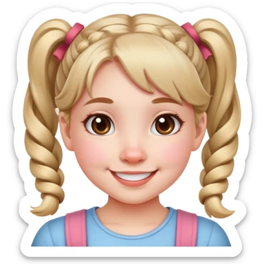 cute smiling girl with pigtails and rosy cheeks sticker