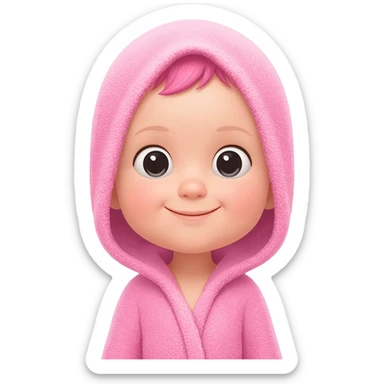 Baby pink robe with towel hair pink sticker