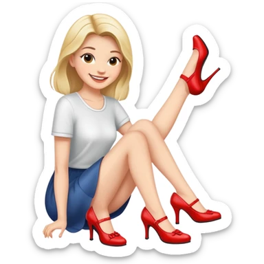 mujer enamorada de sus zapatos sticker