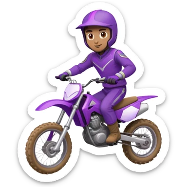 Guy riding dirt bike in purple gear  sticker