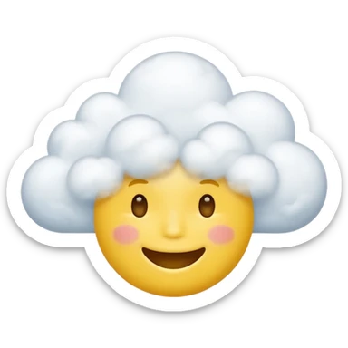 Yellow circle face covered in clouds cover a mouth add clouds on face sticker