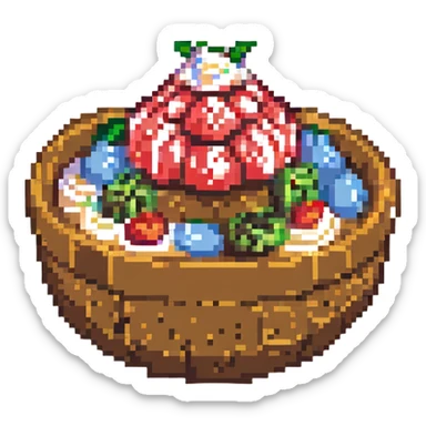 bingsu, pixel art style, simple and colorful sticker