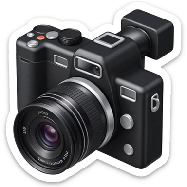 Draw a photo camera using an isometric camera with a High-Angle Shot. sticker