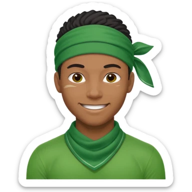 smiling black male athlete, green bandana sticker
