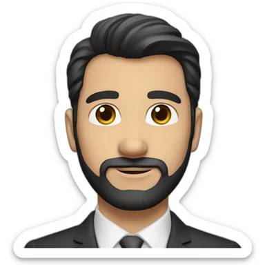 A CFO guy with beard, black hair, and brown eyes sticker