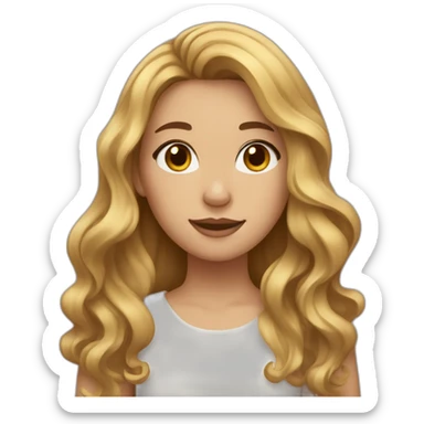 girl with wavy brown hair and blonde strands sticker