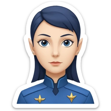 female Vulcan in Starfleet blue uniform (Star Trek) no green face sticker