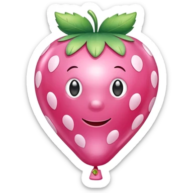 pink Strawberry , balloon style, shiny, inflated look sticker
